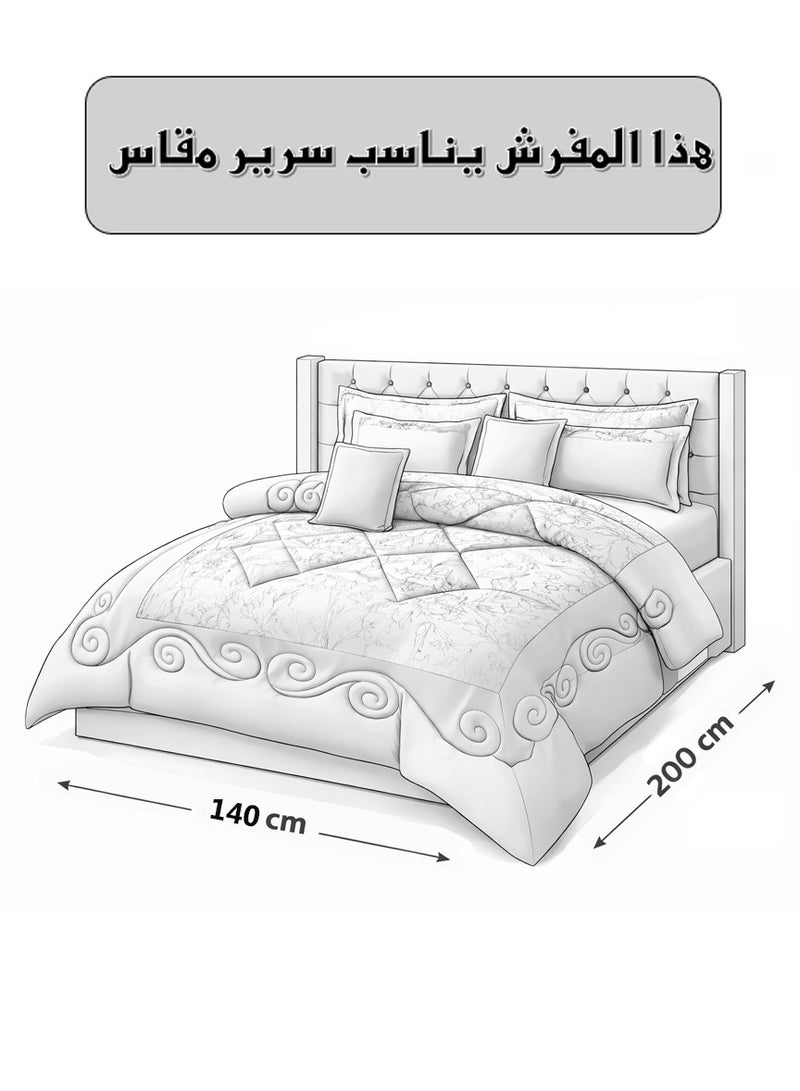 مينج لي مفرش سرير نفر ونص فاخر – 4 قطع – لحاف ناعم 170×220 سم – شرشف مغاط 140×200+40 سم – غطاء وسادة 80×50 سم + غطاء مخدة ديكور 50×50 سم - Image 5